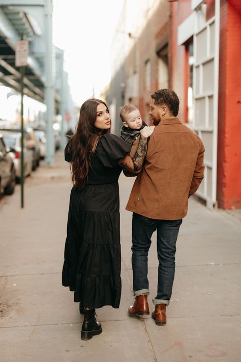 This couple chose the same spot where they exchanged vows four years ago. The perfect canvas for this new chapter. With the urban aesthetic of Fishtown, Philadelphia, the vibrant street art, and trendy cafes created a dynamic atmosphere that helped us capture a variety of photos for this session. Downtown Family Photos, Family Photos City, Urban Family Pictures, Urban Family Photography, Urban Family Photos, Fishtown Philadelphia, Fam Pics, Family Picture Poses, Urban Aesthetic