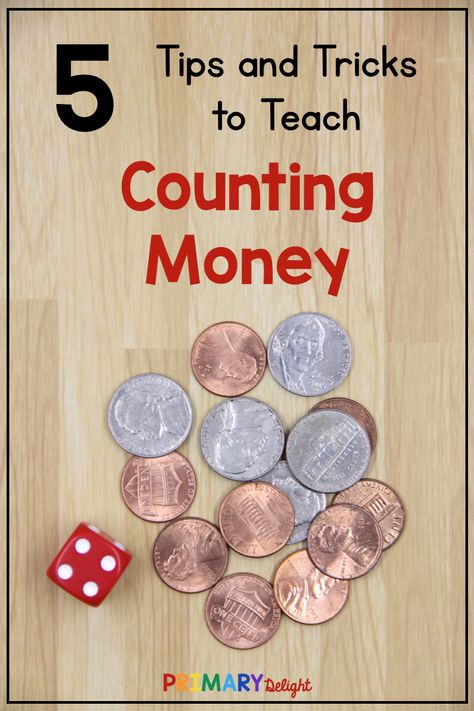 Wondering how to teach counting money to 2nd grade students - or even kids in 1st or 3rd? This blog post has lots of great teaching strategies and activities to help your students be successful at counting coins. The tips include suggestions to build skip counting skills, pictures of an anchor chart to support money counting, and several games (including no print suggestions with coins and dice). You are sure to find tips to help your students count money! #TeachingMoney #2ndGradeMath 1st Grade Counting Activities, Coin Activities, Coin Games For Kids, Learning How To Count Money, Coin Counting Activities, Coin Identification Activities, Money Practice 1st Grade, Learning To Count Money, Money Anchor Chart 2nd Grade