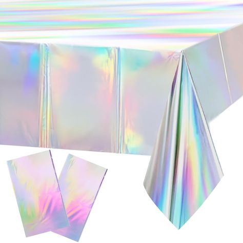 PRICES MAY VARY. Tablecloths Party Decoration: the product contains 2 pieces 54*108 inches shiny laser rainbow tablecloths, the tablecloths size can match most of the table needs, the tablecloths are perfect for decorations at engagement parties, first communion, birthdays, play themes and other moments. Rectangular Colorful Tablecloths: multiple colors available laser party plastic tablecloths are suitable for many occasions, including weddings, birthdays, Halloween, Thanksgiving, Christmas, gr Winter Wonderland-party, Rainbow Table, Iridescent Party, Ocean Theme Birthday, Frozen Birthday Theme, Rainbow Theme Party, Party Layout, Mermaid Party Decorations, Frozen Theme