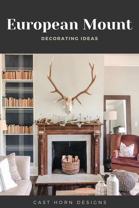 We want to share a few ideas for beautifying your home by decorating with Reproduction European Mounts from Cast Horn Designs! These mounts are simple pieces, yet they can change the entire aura of a space. Read more on our blog! European Mount Decor, European Elk Mount, Elk Mount, European Mount Ideas, Fancy Interior, Deer Mount Decor, Horn Designs, European Mounts, Hunting Lodge Decor