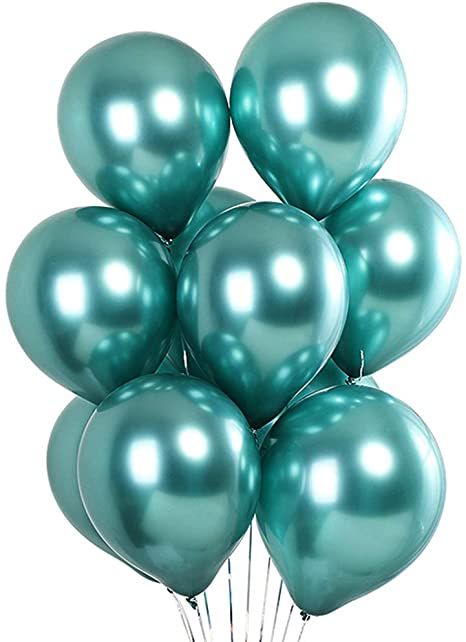 Amazon.com: Green Chrome Metallic Balloons 5 inch Helium Balloons Thick Latex Green Arch 50PCS for Birthday Party Decorations Baby Shower Bridal Shower Wedding Engagement Anniversary Christmas Festival(Green) : Toys & Games Teal Balloons, Helium Balloons Birthday, Black And Gold Balloons, Metallic Balloons, Green Chrome, Green Balloon, Engagement Decorations, White Balloons, Blue Balloons