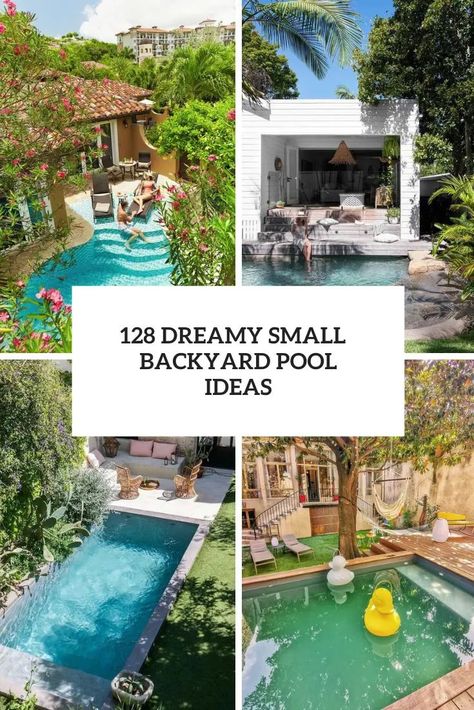 dreamy small backyard pool ideas Small Backyard Natural Pool, Small Garden With Swimming Pool, Mini In Ground Pool, Backyard Landscaping Small Pool, Cocktail Pool Ideas Small Spaces, Outdoor Small Pool Ideas, Small Home Pool Ideas, Small Beach Pools Backyard, Small Pool Inspiration