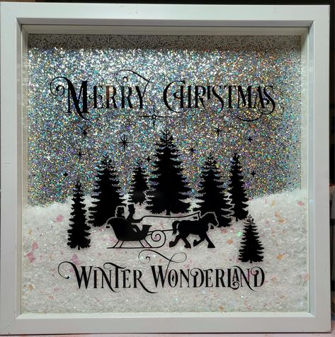 Shadow Box Ideas, Xmas Projects, Glass Block Crafts, Cricut Christmas Ideas, Christmas Cricut, Picture Frame Crafts, Box Crafts, Christmas Shadow Boxes, Christmas Vignettes