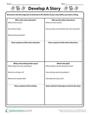 With this prewriting organizer, students will brainstorm and visualize details of their fictional story. Story Outline Template, Story Worksheet, Writing Club, Story Outline, Narrative Writing Prompts, Writing Outline, Writing Prompts Funny, Writing Plan, Writing Prompts For Kids