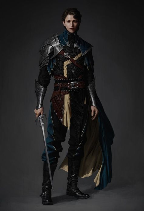 Medevial Knight, Eloquence Bard, Male Fantasy Clothing Royal, Male Fantasy Clothing, Dark Medieval, Fancy Clothing, Knight Outfit, Fair Outfit, Prince Clothes