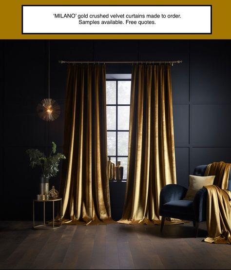 Fabric sample for gold crushed velvet made to measure blackout window curtains Speakeasy Curtains, Bronze Curtains, Basement Window Coverings, Gold Curtains Living Room, Lounge Curtains, Blackout Curtains Living Room, Gold Window, Living Room Glam, Speakeasy Decor