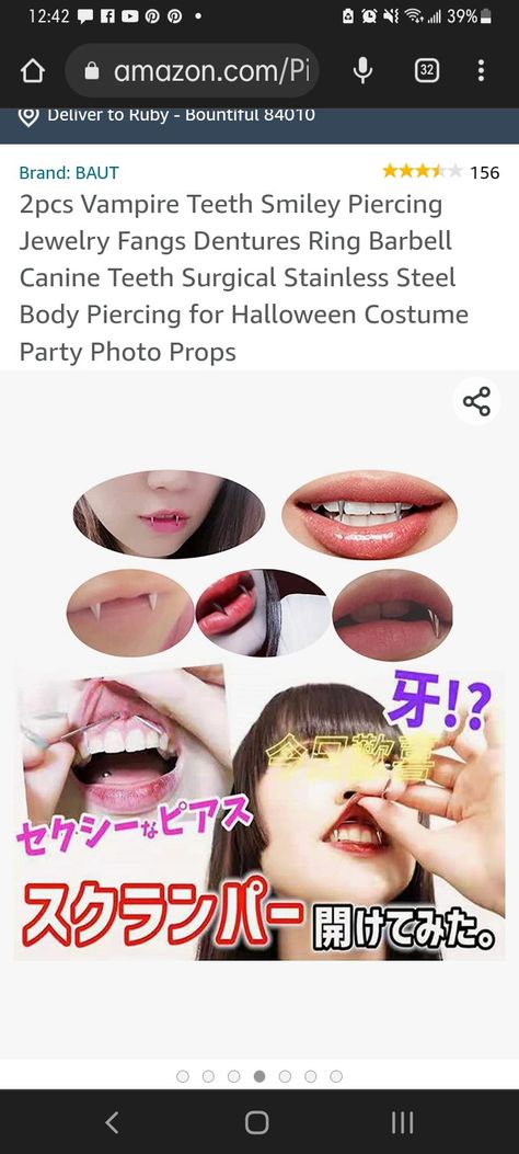 Vampire Smiley Piercing, Canine Tooth, Smiley Piercing, Vampire Teeth, Dentures, Halloween Party Costumes, Party Photos, Piercing Jewelry, Costume Party