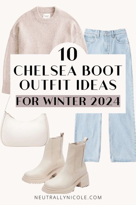 Chelsea Boots Outfit Women Winter, Chelsea Boots Outfit Winter, Cream Boots Outfit, Black Chelsea Boots Outfit, Chelsea Boots With Jeans, How To Style Chelsea Boots, Chelsea Boot Outfits Women, Chunky Boots Outfit, Chelsea Boots Outfits