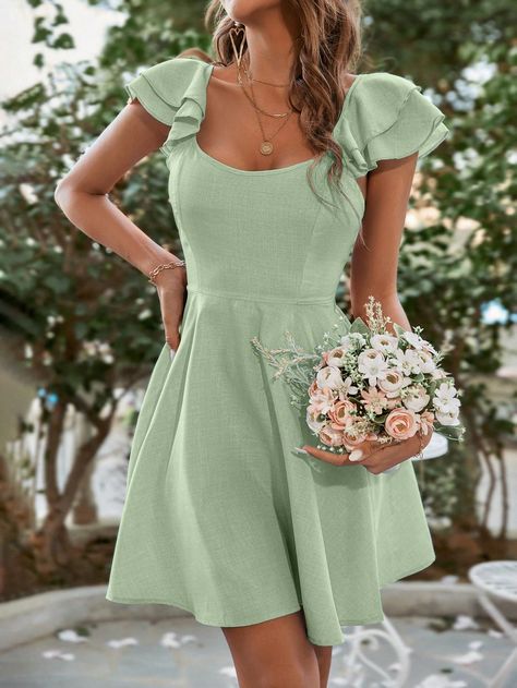 Vestidos Color Pastel, Mint Green Outfits, Green Hoco Dress, Promotion Dresses, Grad Dresses Short, Light Green Dress, Cute Formal Dresses, Sage Green Dress, Mint Green Dress