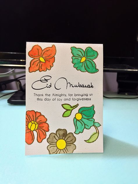 Eid Mubarak~Making this card for my Muslim friend. Using Eid Greetings and Floral Motifs, both stamp sets from Altenew.  ~18 July 2015~ Eid Card For Best Friend, Eid Card Ideas For Friends, Eid Cards For Friends, Kad Raya, Eid Wishes, Ramadan Cards, Crepe Paper Roses, Eid Card, Eid Card Designs