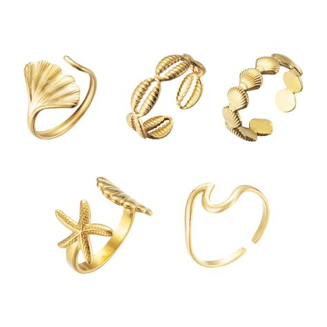 PRICES MAY VARY. Adjustable Size: Our Gold Seashell Rings for Women come with an adjustable opening, allowing you to easily find the perfect fit for your finger. No need to worry about sizing issues, as you can customize it to your preference. Quality: This is starfish seashell ring made of 18k gold plated silver plated with stainless steel.Which is nickel free, ensuring durability and long-lasting shine. ﻿ Style: Inspired by the beach, surfer vibes, and starfish, these rings feature delicate se Gold Rings Casual, Beach Jewelry Rings, Cute Preppy Accessories, Beachy Things To Buy, Mamma Mia Accessories, Cute Beachy Jewelry, Gold Ocean Jewelry, Beach Themed Gifts, Aquamarine Halloween