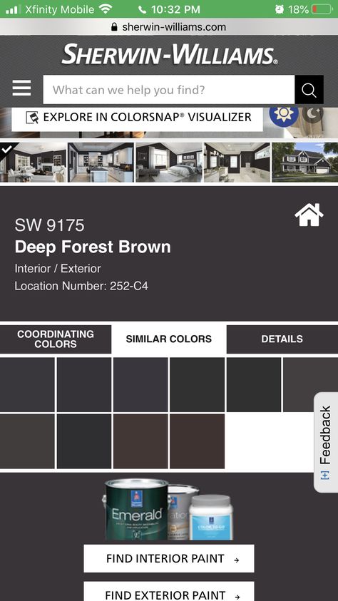 Sherwin Williams Deep Forest Brown, Deep Forest Brown Sherwin Williams, Mulberry House, Zyla Colors, Forest Brown, Color Pallete, Brown Interior, Color Sorting, Funky Painted Furniture