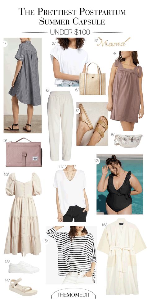 Postpartum Beach Outfit, Post Partum Outfits Summer, Summer Post Partum Outfits, Postpartum Outfits Spring, Nursing Capsule Wardrobe, Postpartum Outfits Summer, Postpartum Style, Nursing Outfit, Nursing Friendly Outfits