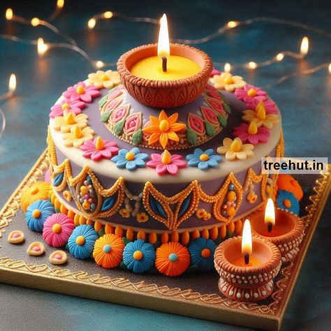 Diwali Cake Ideas and Diwali Cake Decoration Ideas and Techniques Indian Cake Design, Candy Bulletin Boards, Diwali Cake, Creative Decoration Ideas, Candy Letters, Indian Cake, Cake Decoration Ideas, Blue Icing, Rangoli Patterns