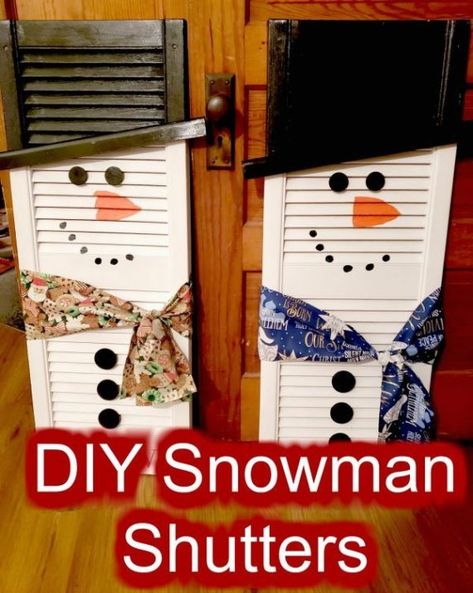 Old Wooden Shutters, Shutters Repurposed Decor, Old Window Shutters, Diy Christmas Snowman, Shutter Ideas, Shutter Projects, Diy Snowman Decorations, Shutter Decor, Upcycled Christmas