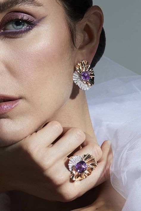 Amethyst And Diamond Earrings, Amethyst Diamond Earrings, Amethyst Diamond Ring, Beautiful Jewelry Diamonds, Katerina Perez, Aditi Rao, Tiaras Jewellery, Diamond Jewelry Earrings, High Jewelry Ring