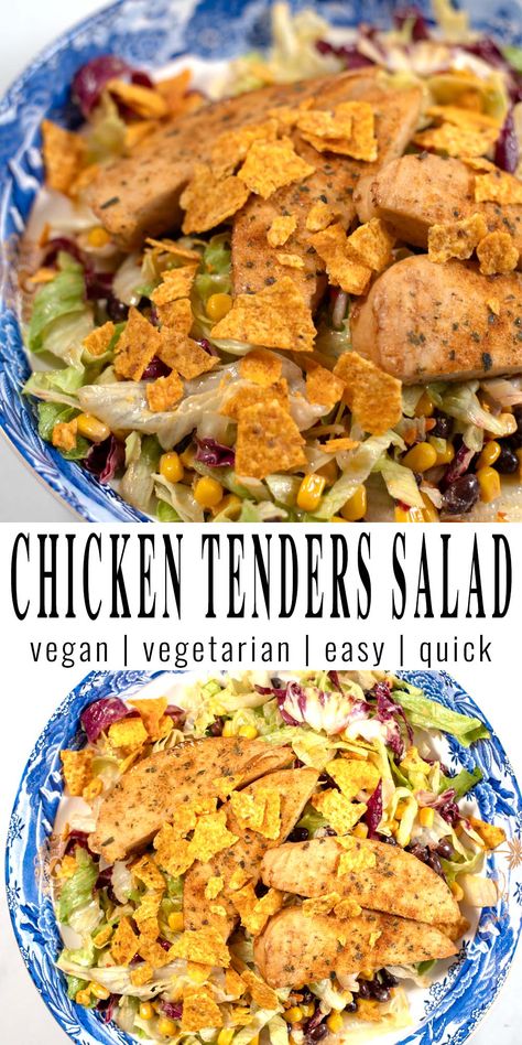 Best Chicken Tenders Salad Recipe Crispy Chicken Salad, Chicken Tender Salad, Easy Chicken Tenders, Best Chicken Tenders, Crispy Chicken Salads, Clean Eating Salad Recipes, Chicken Tenderloin Recipes, Ways To Cook Chicken, Baked Chicken Tenders