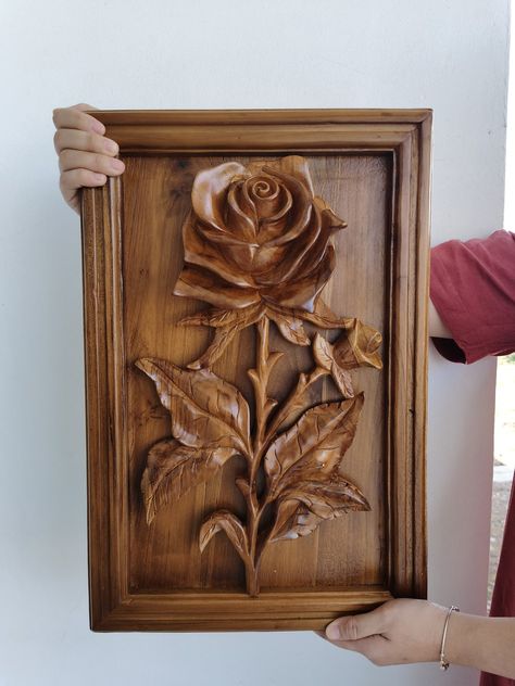 Teak Wood Rose Wall Art 🪵🌹 Enhance your space with our Handmade Teak Rose Décor: - Elegant Design: Handcrafted rose adds charm to any room. 🖐️✨ - Durable Teak: Made from beautiful, high-quality teak wood. 🌳💎 - Striking Size: 17.7 x 11.8 x 1.18 inches. 📏🖼️ - Free Shipping: Available to several countries. 🚚🌍 Order now and bring the elegance of handmade art to your home! 🏡💖 3d Relief Art, Wooden Wall Art Decor, Door Design Photos, Wooden Roses, Rose Wall Art, Rose Wall, Wood Carving Designs, Rose Decor, Wood Carving Art