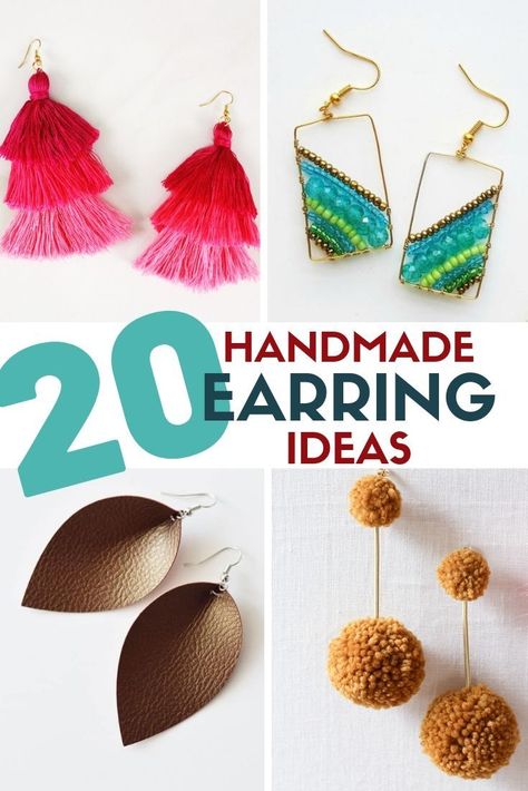 Make your own handmade jewelry from these 20 Handmade Earring Tutorials! Featured by top craft blog, The Crafty Blog Stalker! #handmadeearrings #handmadejewelry #handmadeearingstutorial Handmade Earrings Ideas, Earrings Handmade Tutorial, Diy Earrings Tutorial, Gold Bar Earrings Studs, Diy Jewelry To Sell, Rose Gold Drop Earrings, Earrings Ideas, Gold Bar Earrings, Bar Stud Earrings