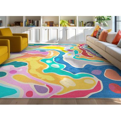 Bring a rainbow of colour and fun into kids', teens', and adults' spaces with our exciting collaboration featuring the iconic Crayola brand! Our bright, playful all ages room rugs boast prismatic colours and inspiring motifs for an uplifting boost in bedrooms, playrooms, and classrooms. So enliven everyone's space and unleash inner creativity todays stay colourful! Soft fibres on top and gentle, durable recycled backing ensure each rug adds style and comfort to any space. For additional cushioni Rugs In Playroom, Fun Area Rugs, Fun Rugs Living Room, Colourful Rugs, Colourful Bedrooms, Colourful Rug, Colorful Rugs Bedroom, Colorful Bedroom Decor, Bright Rugs