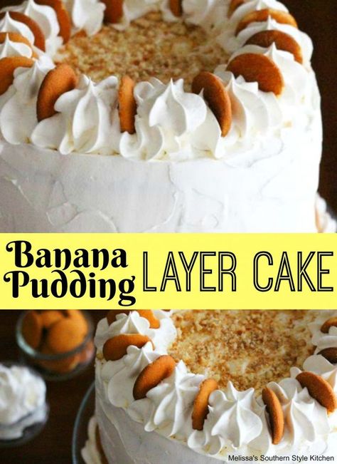 Pudding Layer Cake, Easy Layer Cake Recipes, Banana Pudding Cream Cheese, Fruity Cakes, Easy Layer Cake, Cheese Pound Cake, Banana Pudding Cake, Crazy Cake, Homemade Banana Pudding