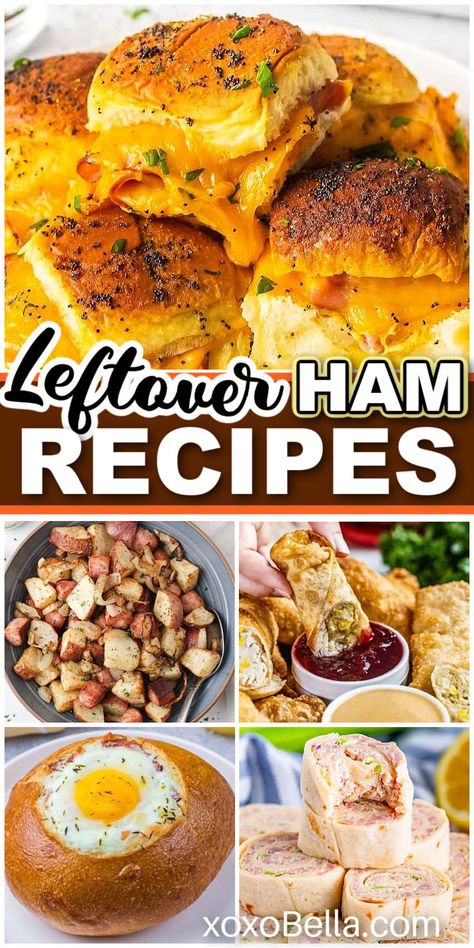 Easy recipes with leftover ham Leftover Ham Ideas, Recipes For Leftover Ham, Ham Ideas, Pot Pie Recipe Easy, Christmas Ham Recipes, Ham Fried Rice, Pasta Casseroles, Ham Dinner, Ham Sandwich