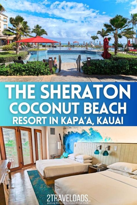 Review of Sheraton Coconut Beach Resort in Beautiful Kapaa Kauai - 2TravelDads Sheraton Kauai Coconut Beach Resort, Highlights For Kids, Kapaa Kauai, Coconut Beach, Coconuts Beach, Beach Hammock, Napali Coast, Beach Workouts, Pool Bar