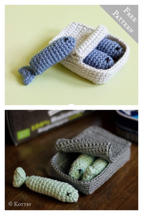 Cat Crochet Toys Free Pattern, Crochet Kitty Toys, Free Crochet Pattern Cat Toy, Crochet Items For Cat, Fish Cat Toy Crochet, Crochet Sardine Cat Toy, Crochet Toy Accessories, Free Cat Toy Crochet Patterns, Crochet Patterns Cat Toys