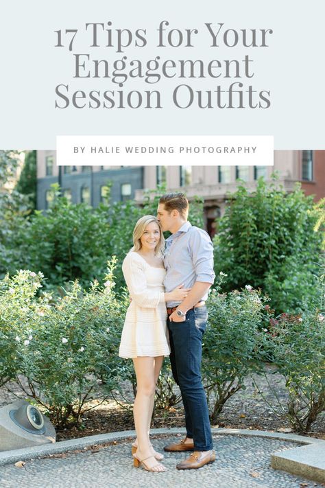 17 Tips for Choosing Your Engagement Session Outfits - Boston & New England Wedding Photographer | By Halie Engagement Shoot Outfits Summer, Engagement Photo Outfits Summer, Engagement Shoot Outfit, Engagement Picture Outfits, Cute Date Outfits, Navy Shirt Dress, Austin Texas Wedding, Outdoor Engagement Photos, New England Wedding