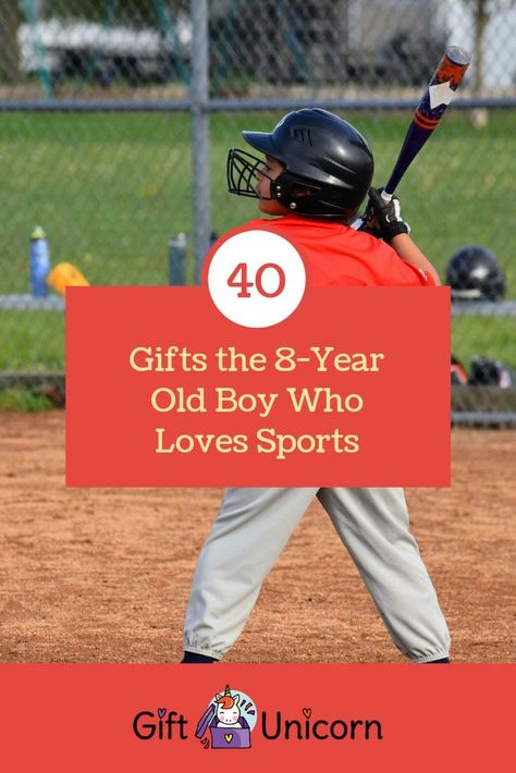 Buying a present for an 8 year old boy is so fun, but it can be tricky when they’re obsessed with one thing in particular. Trying to find something he doesn’t already have can be tough. Listed below are 40 unique 8 year old boy gifts that will help you find the perfect present for the little sports fan in your life. #8yearolds #giftsforboys #giftsforsportsfans #giftideas #gifts #sportsgifts Gifts For 8 Year Boy, 8 Year Birthday Ideas Boy, Presents For Boys, Boy Gifts, Baseball Birthday, Sports Birthday, Christmas Gifts For Boys, 40th Gifts, Gifts For Sports Fans