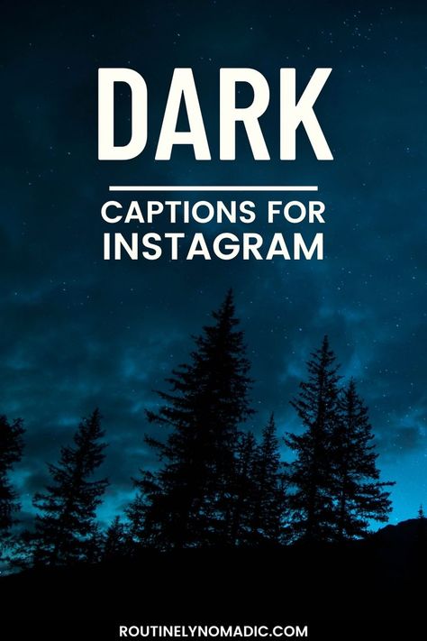 Forest at night with word Dark Captions for Instagram Dark Captions For Instagram, Dark Captions, Aesthetic Captions For Instagram, Insta Aesthetic, Love Captions, Aesthetic Captions, Instagram Captions Clever, Dark Love, Captions For Instagram