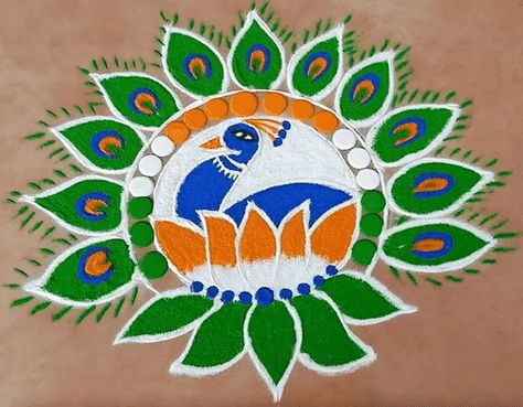 Rangoli Design For Independence Day, Independence Day Rangoli Ideas, Rangoli Designs For Republic Day, Republic Day Rangoli Ideas, Independence Day Kolam, Republic Day Kolam, Independence Day Rangoli Design, 2024 Rangoli, Republic Day Rangoli