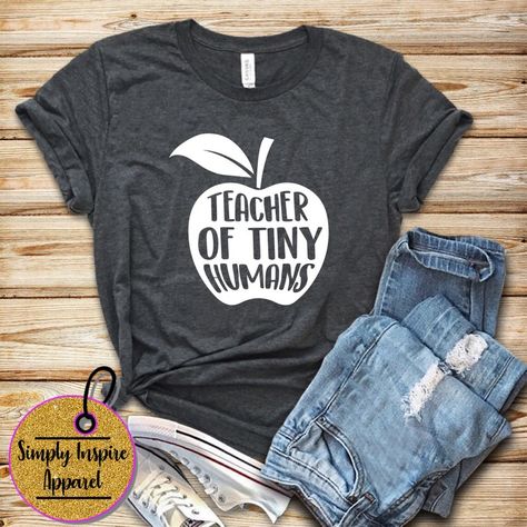 Teacher Shirt Preschool Teacher Teacher of Tiny Humans - Etsy Time Black And White, Teacher Of Tiny Humans, Kindergarten Teacher Gift, Preschool Teacher Outfits, Teacher Encouragement, Kindergarten Teacher Gifts, Preschool Teacher Shirts, Preschool Shirts, Cricket Ideas