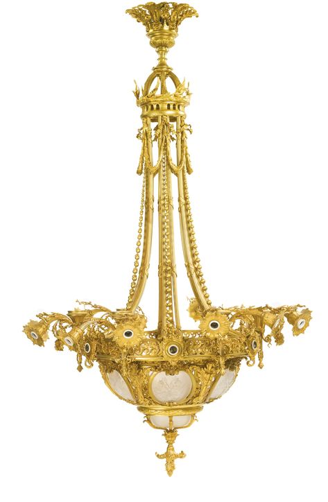 Eugène Soleau<br>A VERY LARGE GILT BRONZE AND MOLDED GLASS CHANDELIER<br>France, circa 1900 | Lot | Sotheby's French Empire Chandelier, Chandelier Centerpiece, Royal Bedroom, French Lighting, Japanese Home Decor, Unusual Home, Empire Chandelier, Glass Molds, Beautiful Chandelier