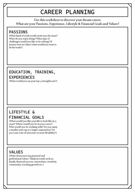 Career Planning Worksheet Planning My Future Worksheet, Career Planning Template, Work Readiness Activities, Career Readiness Activities, Life Planning Worksheet, Career Planning Worksheets, College Worksheets, Career Counseling Activities, Career Plan Template