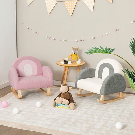 INFANS Kids Sofa, Toddler Rocking Chair with Solid Wooden Frame, Anti-Tipping Design, Plush Fabric, Children Armchair for Nursery Kindergarten Playroom... Toddler Rocking Chair, Reading Painting, Toddler Sofa, Kids Rocking Chair, Childrens Rocking Chairs, Modern Rocking Chair, Kids Armchair, Toddler Playroom, Changing Table Dresser