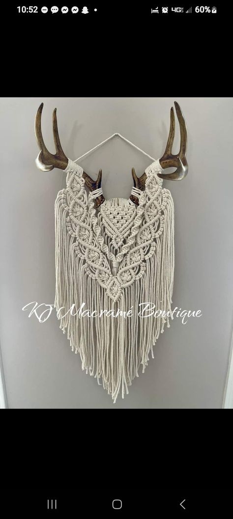 Antler Macrame, Antler Diy, Deer Skulls, Country Crafts, Macrame Plant Hangers, Deer Antlers, Macrame Wall, Macrame Plant, Macrame Wall Hanging