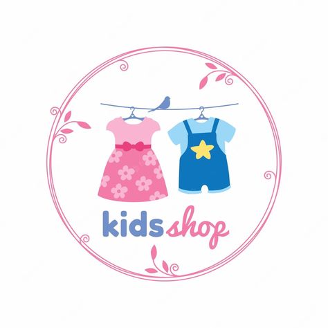 Baby Boutique Logo, Clothes Logo, Hanger Logo, Baby Logo Design, Clothing Logo Design, Logo Online Shop, Clothing Store Design, Kids Online Shopping, Kids Logo Design