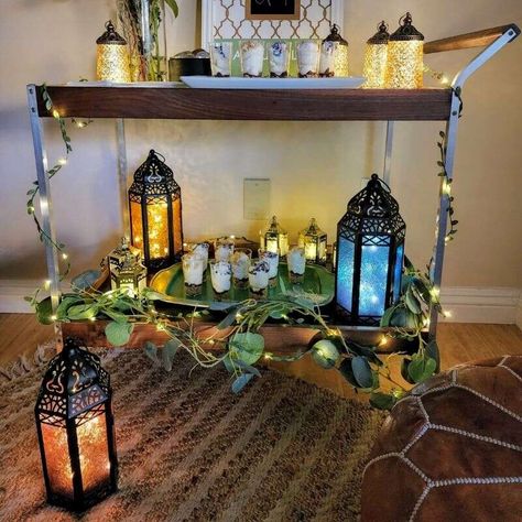 Lights.com | Decor | Lit Decor | Lit Objects | Marrakesh Metal Lantern with Blue Glass Lights Porch, Lantern With Fairy Lights, Indoor Lanterns, Mini Lanterns, Ramadan Lantern, Gold Lanterns, Large Lanterns, Star Lanterns, Small Lanterns