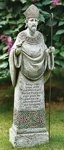 Saint Patrick Celtic Garden Statue with Verse Irish Prayer, St Florian, Prayer Garden, Christian Missionary, Catholic Statues, Outdoor Garden Statues, Irish Eyes, Garden Angels, Christmas Central