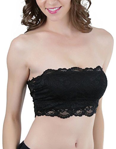 ToBeInStyle Women's Strapless Floral Lace Wireless Bandeau Bra Lace Bandeau Top, Low Cut Outfit, Tube Top Bra, Tube Bra, Lace Bandeau Bra, Strapless Bras, Lace Tube Top, Strapless Bralette, Bra For Women