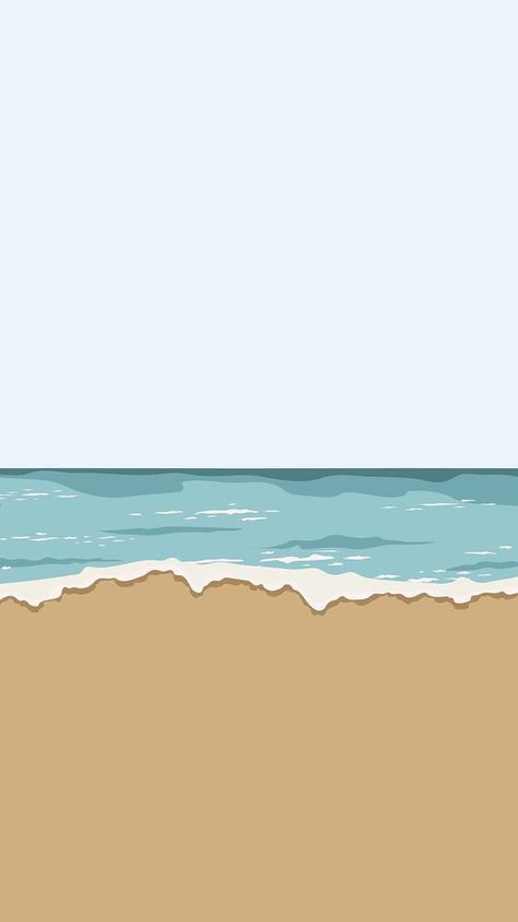 Beach minimal mobile wallpaper, nature illustration | free image by rawpixel.com Cute Beach Backgrounds Aesthetic, Minimalist Beach Drawing, Vector Beach Illustration, Beach Landscape Illustration, Beach Vector Art, Beach Wallpaper Cartoon, Simple Beach Background, Beach Illustration Drawing, Beach Background Drawing