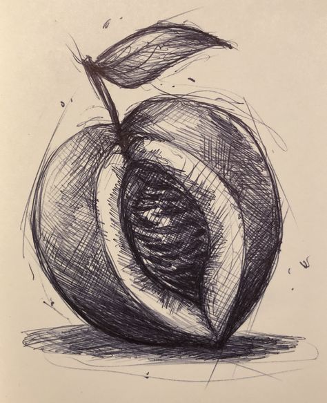 Peach Sketch, Sketch Art, Pen Ink, Natural Beauty, Doodles, Sketch, Pen, Fruit