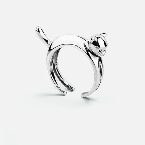 Cat ring sterling silver by LenaYastreb on Etsy Adjustable Cat Design Ring As Gift, Affordable Cat Design Ring For Gift, Adjustable Sterling Silver Cat Design Rings, Silver Cat Design Ring, Cat Rings Jewelry, Silver Cat Ring, Cat Ring, Cat Jewelry, Sphynx