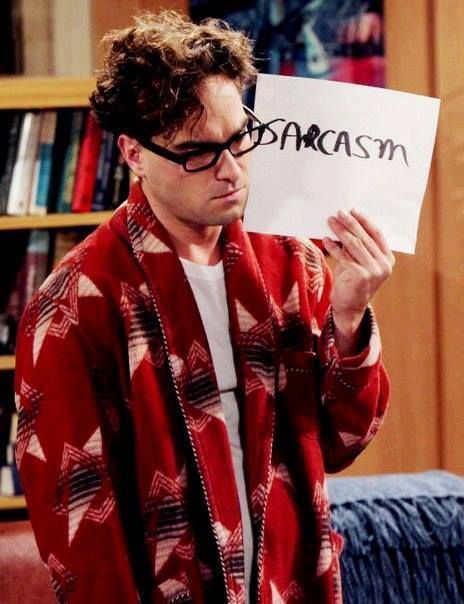 SHELDON: There's such a thing as a sarcasm sign?"  LEONARD:  "You think?" Big Bang Theory Funny, Leonard Hofstadter, Big Ban, The Big Band Theory, Amy Farrah Fowler, The Bigbang Theory, Gu Family Books, Johnny Galecki, Big Bang Top