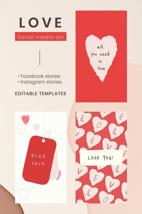 Valentine Social Media, Valentines Day Social Media, Valentine Social, Valentines Social Media, Valentine Drawing, Valentine Card Template, Template Cute, Instagram Storie, Valentines Patterns