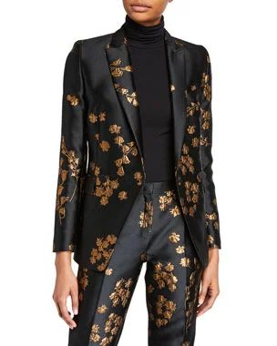 Slim Blazer, Party Mode, Woman Suit Fashion, Floral Blazer, Prom Outfits, Pants Suit, Blazer Outfits, Suit Fashion, Looks Vintage