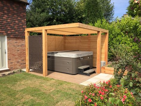 Hot Tub Shelter Ideas, Backyard Hot Tub Privacy, Hot Tub Privacy Ideas, Hot Tub Enclosure, Backyard Hot Tub, Ideas Backyard Patio, Hot Tub Privacy, Privacy Ideas, Patio Designs