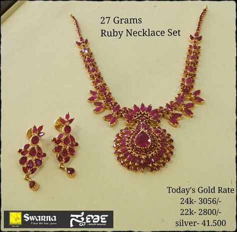 Ruby Necklace Indian Gold, Ruby Necklace Indian, Pretty Gold Necklaces, Ruby Necklace Designs, Antique Necklace Gold, Gold Ruby Necklace, Ruby Jewelry Necklaces, Ruby Jewellery, Ruby Set