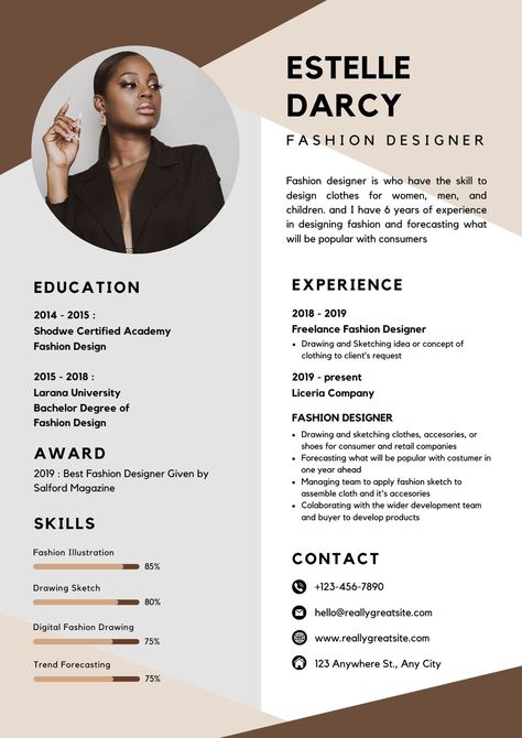 Cv Fashion Designer, Fashion Designer Resume, Fashion Cv, Curriculum Vitae Design, Fashion Resume, It Cv, Cv Inspiration, Creative Cv Template, Cv Design Template